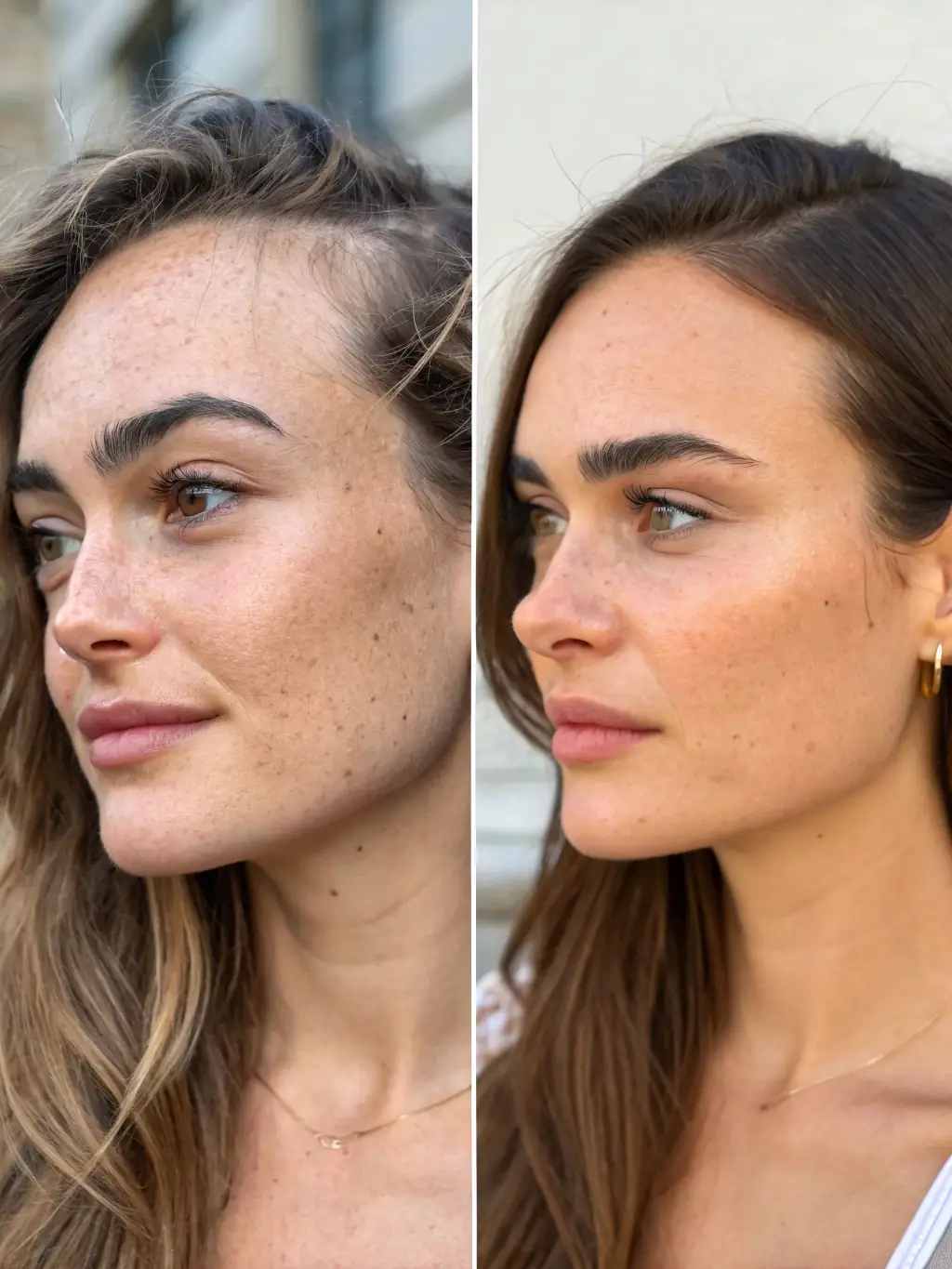 A before-and-after photo demonstrating the volume boost achieved with a hair topper. The 'before' image shows thin, flat hair, while the 'after' image shows voluminous, full hair.